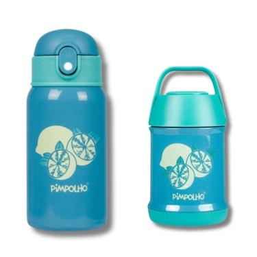 Imagem de Kit Pote + Garrafa Térmica Inox Verde/Limao - Pimpolho