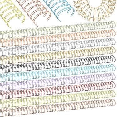 Imagem de MorningRo 50 peças de fios de encadernação de laço duplo de metal de 2,5 cm a granel de 2,5 cm bobina de anel espiral dupla 10 cores pentes de espinhos duplos 23 furos 2: 1 fio de máquina de bobina de
