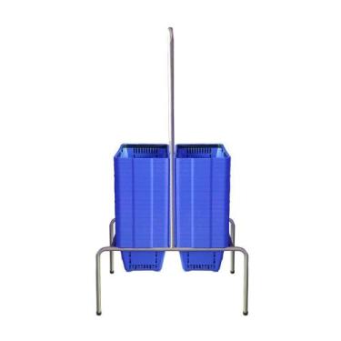 Imagem de KIT - Suporte para cestos de compras Duplo + 40 cestos D100 Azul super