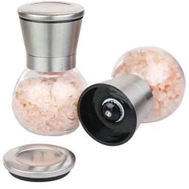 Imagem de 5sssallefaa Conjunto de moedor de sal e pimenta, moedor de sal manual, moedor de pimenta de cerâmica grossura ajustável, ferramenta de cozinha, pacote com 2