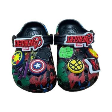 Imagem de Sandálias Pretas Marvel Avengers Para Meninos, Chinelos Confortáveis D