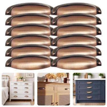 Imagem de Kit Com 10 Puxador Meia Lua 96mm Concha Cobre Escovado Fosco Móveis Pl