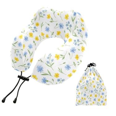 Imagem de Burbuja Almofada de pescoço de flores para viagem, almofada de viagem de espuma viscoelástica para suporte de cabeça de carro de avião dormindo, lavável na máquina e portátil