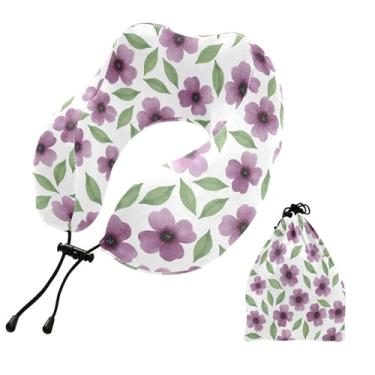 Imagem de Burbuja Almofada de pescoço de flores para viagem, almofada de viagem de espuma viscoelástica para suporte de cabeça de carro de avião dormindo, lavável na máquina e portátil