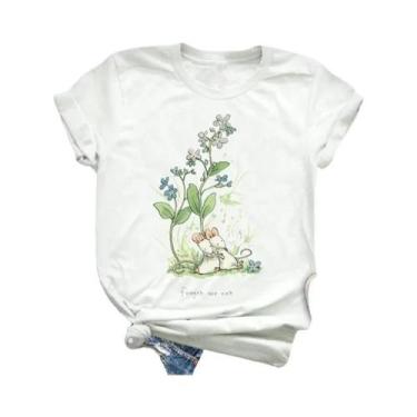 Imagem de Camiseta Feminina Com Estampa Animal, Manga Curta, Moda Fofa, Roupas D