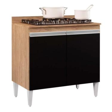 Imagem de Balcão Para Cooktop 2s Brenda Castanho Preto 80cm
