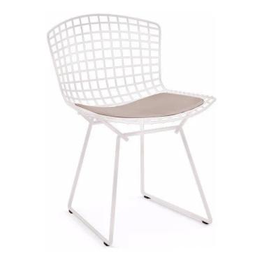 Imagem de Cadeira Bertoia Branca Com Assento Bege