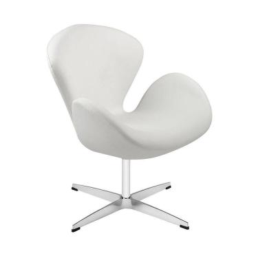Imagem de Poltrona Swan Couro Sintético Branco Base Alumínio Giratória