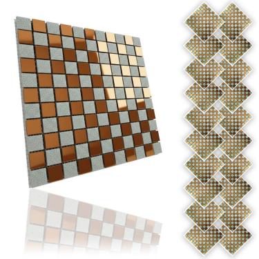 Imagem de Pastilha De Vidro Kit 20 Uni Adesiva Parede Cozinha Sala Banheiro Decorativa Moderna Requintado Reforma Facil Aplicacao