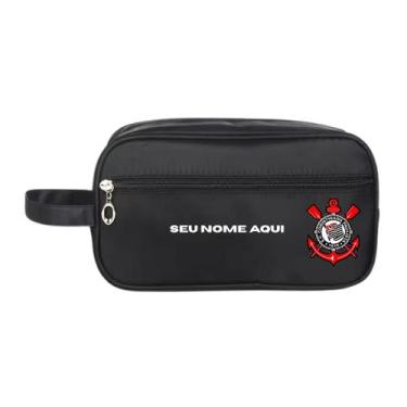 Imagem de Necessaire Nylon Premium Cor Preta e Azul Estampa Time Nome - Mormino,