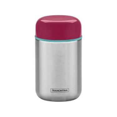 Imagem de Pote de Inox Tramontina com Tampa Redondo - 400ml By Me, Prata e Rosa,