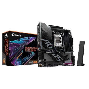 Imagem de Placa Mãe Gigabyte AORUS ELITE WIFI6E AMD AM5 Micro ATX DDR5 Wi-Fi 6E RGB-Unissex