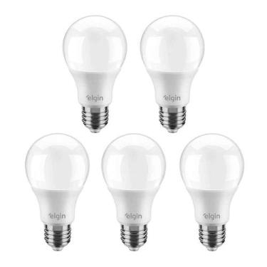 Imagem de Lâmpada Bulbo LED 15 W Bivolt Branca Fria Elgin A60 5 Unidades