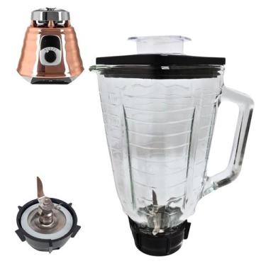 Imagem de Jarra Copo Liquidificador Oster Vidro Quadrado Completo Tampa Base e L
