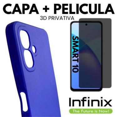 Imagem de Capinha + Película Vidro 3D Privativa Para Infinix Smart 10 - DB, Azul