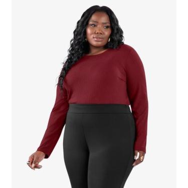 Imagem de Blusa Manga Longa Ribana Canelada Secret Glam Vermelho, Plus G2, Verme