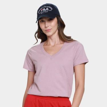 Imagem de Camiseta Fila Regular V Basic Classic Feminina, Rose gold, M