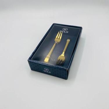Imagem de Conjunto 6 Garfos para Bolo de Aço Inox Berna Dourado Fosco - Wolff