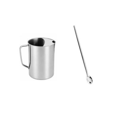 Imagem de Jarra Suco Agua Aço Inox e Colher para Suco Bar Bartender - casa cha