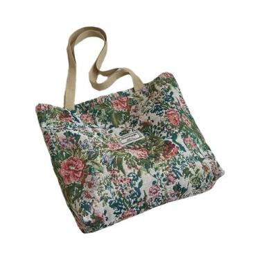 Imagem de Bolsa Tote Feminina Boêmia Étnica De Veludo Cotelê  Bolsa De Ombro Ele