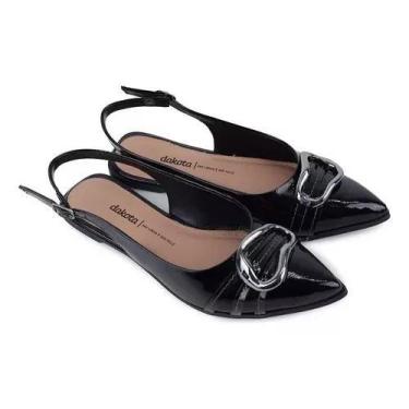 Imagem de Sapato Feminino Baixo Fivela Dakota Sling Back Bico Fino D0211, 38, Pr