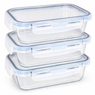 Imagem de Kit Pote Vidro Hermético 1040ml Organizador Forno e Frezeer - - LP HOU