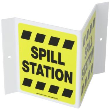 Imagem de Accuform PSP379 Placa de projeção 3D, Legend"Spill Station", painel de 15,24 cm x 12,7 cm, plástico de alto impacto espesso, furos de montagem pré-perfurados, preto sobre amarelo