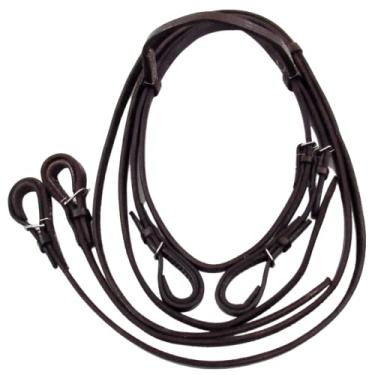 Imagem de Kit Cabeçada Princesinha e Rédea de Couro Aberta Marrom Para Cavalo