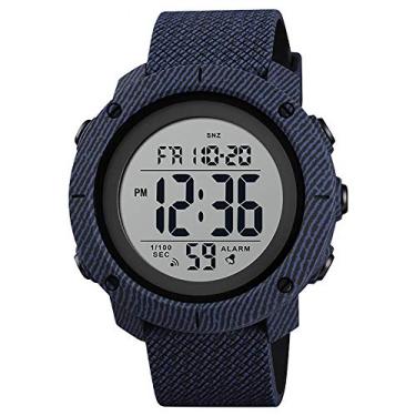 Imagem de Relógio masculino com mostrador duplo digital e relógio esportivo com cronômetro duplo, relógio militar à prova d'água, tela de LED, relógio de pulso com alto-falante grande