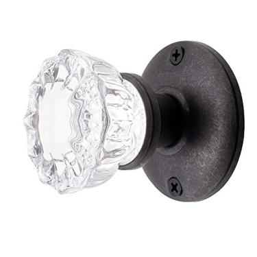 Imagem de Rousso 's Reproductions – Montagem de cristal e boneco de bronze polido com uma única maçaneta falsa para instalação em porta francesa ou despensa, ou em uma superfície sólida, vintage, réplica antiga