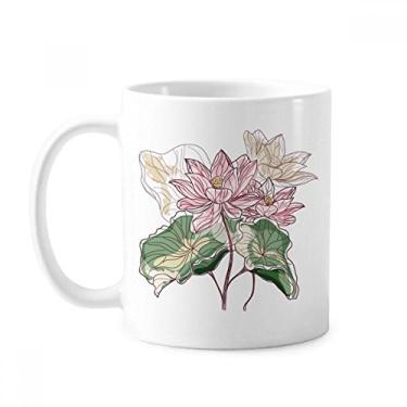 Imagem de Flor de lótus raiz de lótus aquarela planta caneca cerâmica xícara de porcelana café louça
