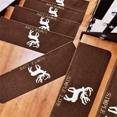 Imagem de 8 peças tapetes antiderrapantes para tapete de escada para escada, almofadas de escada autoadesivas luminosas, protetores de degrau decoração de escada para casa, para crianças idosos, marrom, 55 * 22 * 4,5 cm