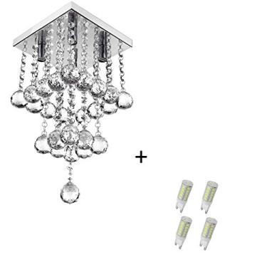 Imagem de Lustre Pendente De Cristal Legitimo Classic Square Long 20 com Lâmpadas 6000K (Branca Fria)