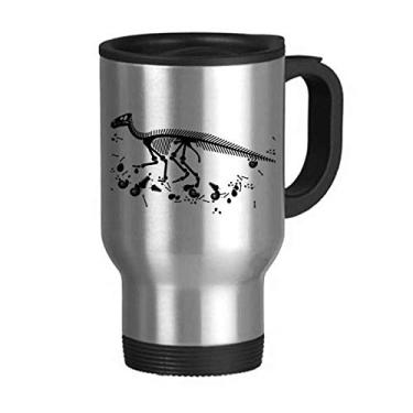 Imagem de Caneca de viagem preta Dinosaur Bone Bones, copo de aço inoxidável, copo de carro