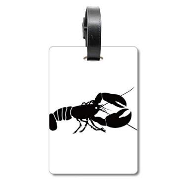 Imagem de Bolsa de mala com ilustração preta da Shrimp Marine Life com etiqueta para cartão de bagagem