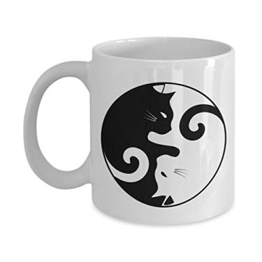Imagem de Caneca de gato Ying Yang – Caneca de café de cacau quente divertido – ideia de de Natal