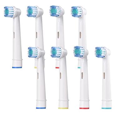 Imagem de Queenser 8 unidades de cabeça de escova de dentes elétrica compatível com escova de dentes elétrica escova de dentes de substituição sensível cabeças de escova de cuidado
