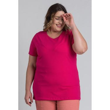 Imagem de Baby Look Feminina Plus Size Decote Redondo Manga Curta - Serena