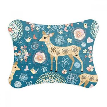 Imagem de Decoração de veado Flor Azul Animal Enigma Moldura Decoração de imagem Enfeite de jogo de quebra-cabeça