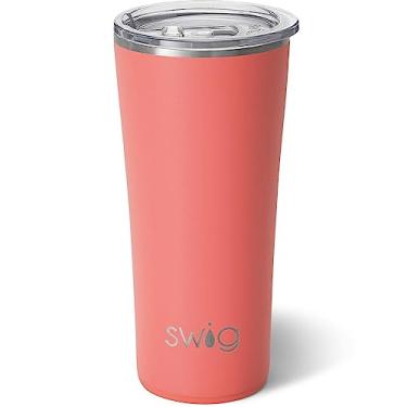Imagem de Swig Life Copo skinny de a o inoxid vel com isolamento triplo de 650 ml com tampa, pode ser lavado na lava-lou as, parede dupla e selado v cuo em coral fosco