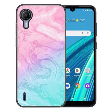 Imagem de Ranyi Capa para Cricket Debut S2, AT&T Calypso 4, estampa de mármore celeste, ultrafina, flexível, proteção fina, borracha de silicone TPU, feminina, capa de mármore feminina para Cricket Debut S2/ATT