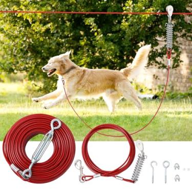 Imagem de Luffwell Dog Runner – Coleira de 30 m, absorção de choque de 4,5 m, polia para cães pequenos, médios e grandes; dentro e fora de casa