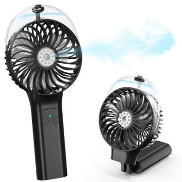 Imagem de Ventilador portátil Comlife névoa d'água, bateria recarregável de 3000 mAh, dobrável a 180°, miniventilador com spray d'água, viagens, maquiagem, casa, escritório, acampamento, atividades ao ar livre