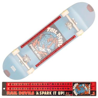 Imagem de Trilhos de skate Rail Devils Sparking da Tail Devil | Trilhos de deck de skate com pederneiras infundidas para faíscas | Efeito de faísca legal durante deslizamentos de prancha | Acessório definitivo