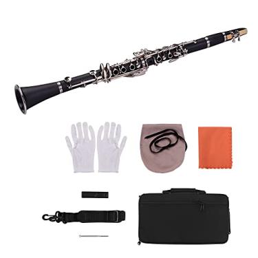 Imagem de IMEISH ABS Clarinete Bb Flat com 17 teclas com estojo de transporte, pano de limpeza, mini chave de fenda, capa de palheta 10 peças