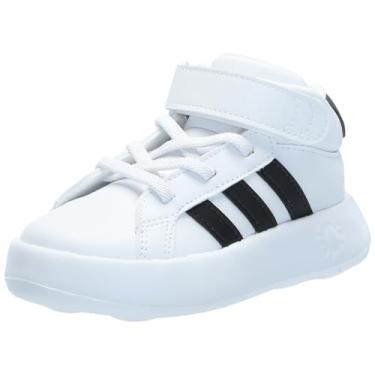 Imagem de adidas Tênis infantil unissex Grand Court de cano médio, Branco/Preto/Branco, 15