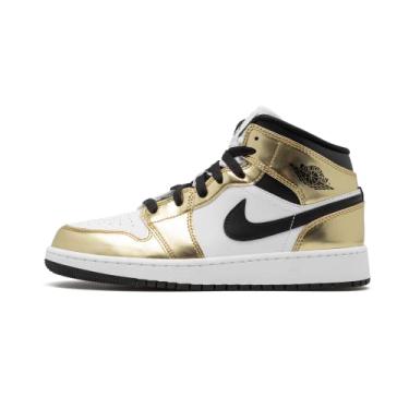 Imagem de Nike Unissex infantil Air Jordan 1 Mid SE, Ouro metálico/preto e branco, 19