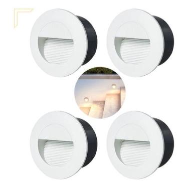 Imagem de 4 Balizador Embutir Redondo Parede Branco Led Escada Lup90 - Geral