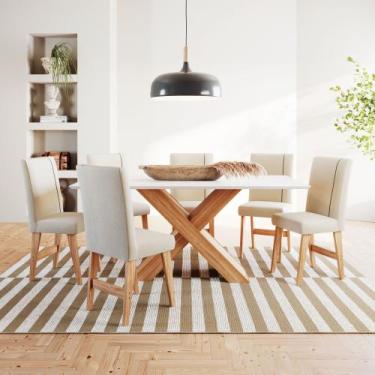 Imagem de Conjunto Sala de Jantar 6 Lugares 1,60m Mesa Nea e Cadeira Ane Babus