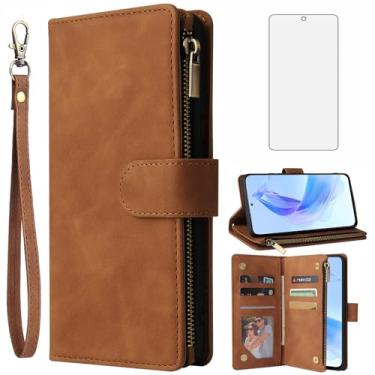 Imagem de Asuwish Compatível com Huawei Honor X50i/90 Lite capa carteira protetora de tela de vidro temperado e capa flip de couro suporte de cartão acessórios celulares capas de telefone TPU para Hawaii X50